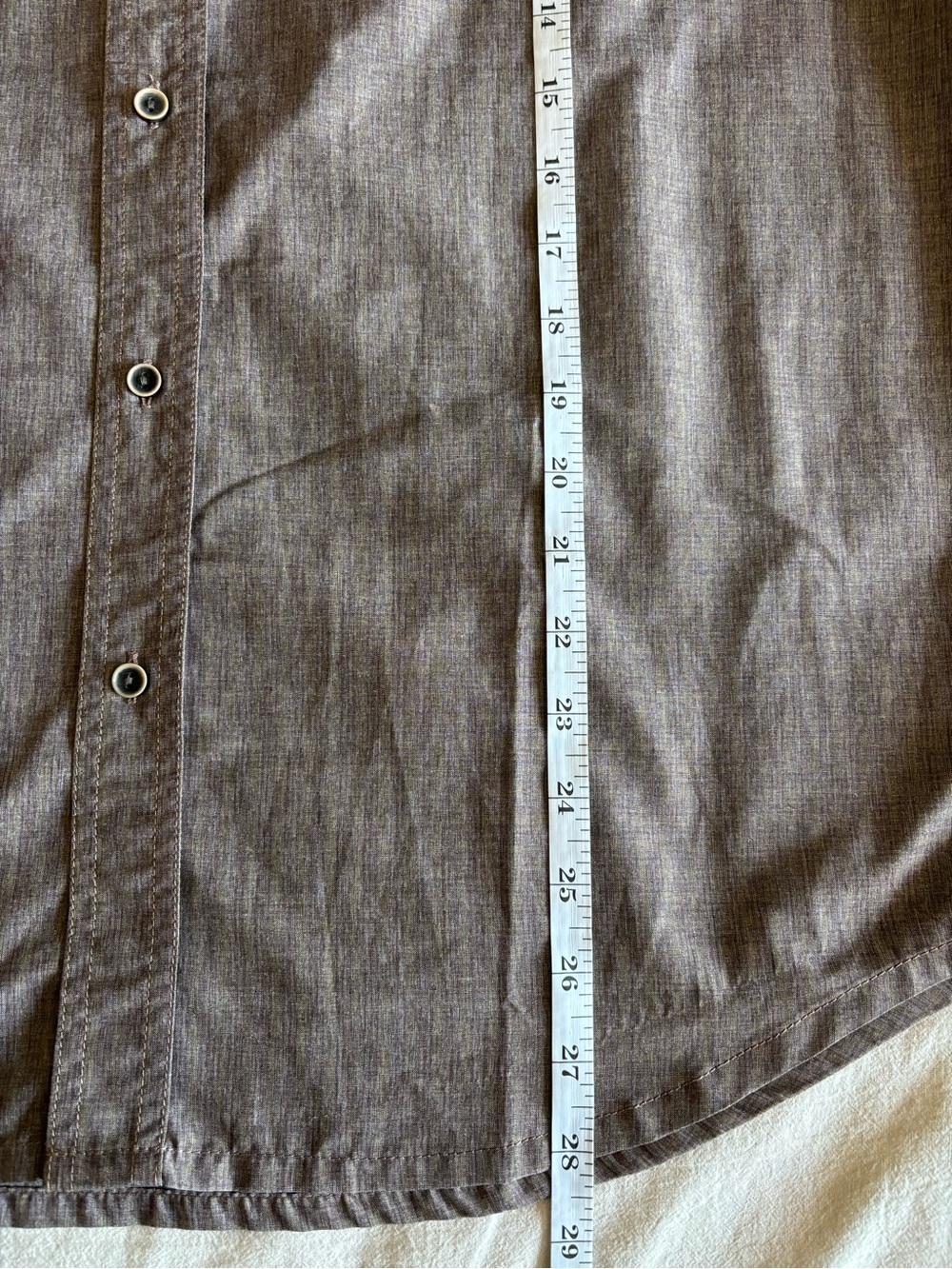 prAna Men’s Brown/Taupe Long Sleeve Button-Down Shirt | Large | Roll-Tab Sleeves - Picture 6 of 8